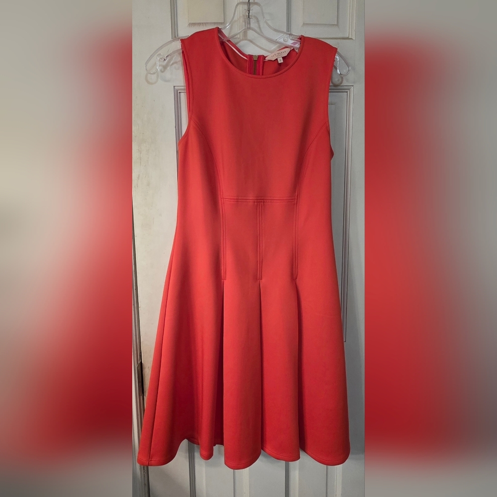 Ted Baker Ednaa Sleeveless Coral Midi Dress, Size 2 TB, US Size 4-6. In EUC!